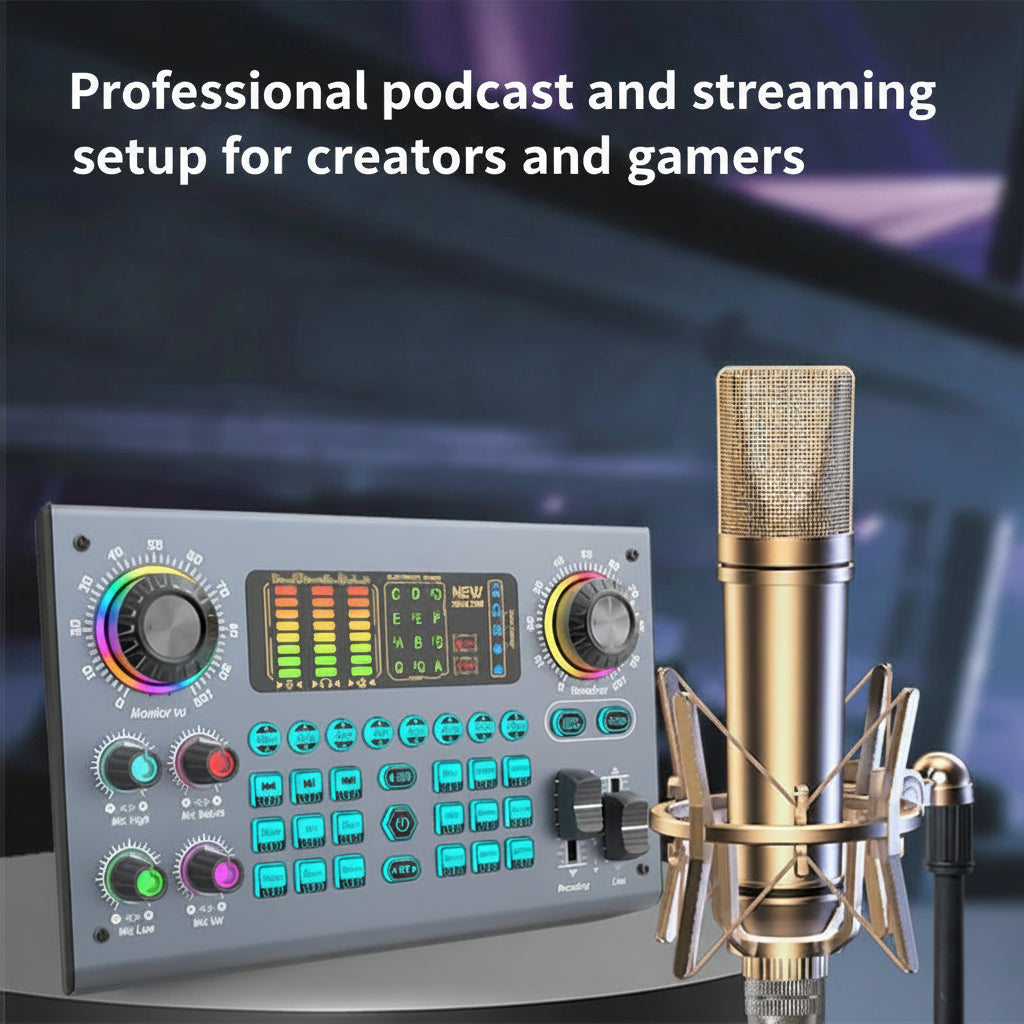 ZEALSOUND V80 Podcast Sound Card Bundle with 48V XLR Microphone for Streaming, Gaming & Singer