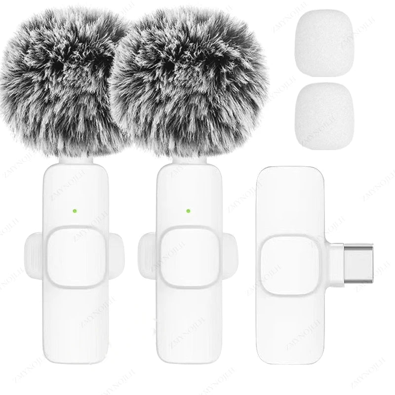Wireless Lavalier Microphone for iPhone Android PC Camera Live Streaming Recording Audio