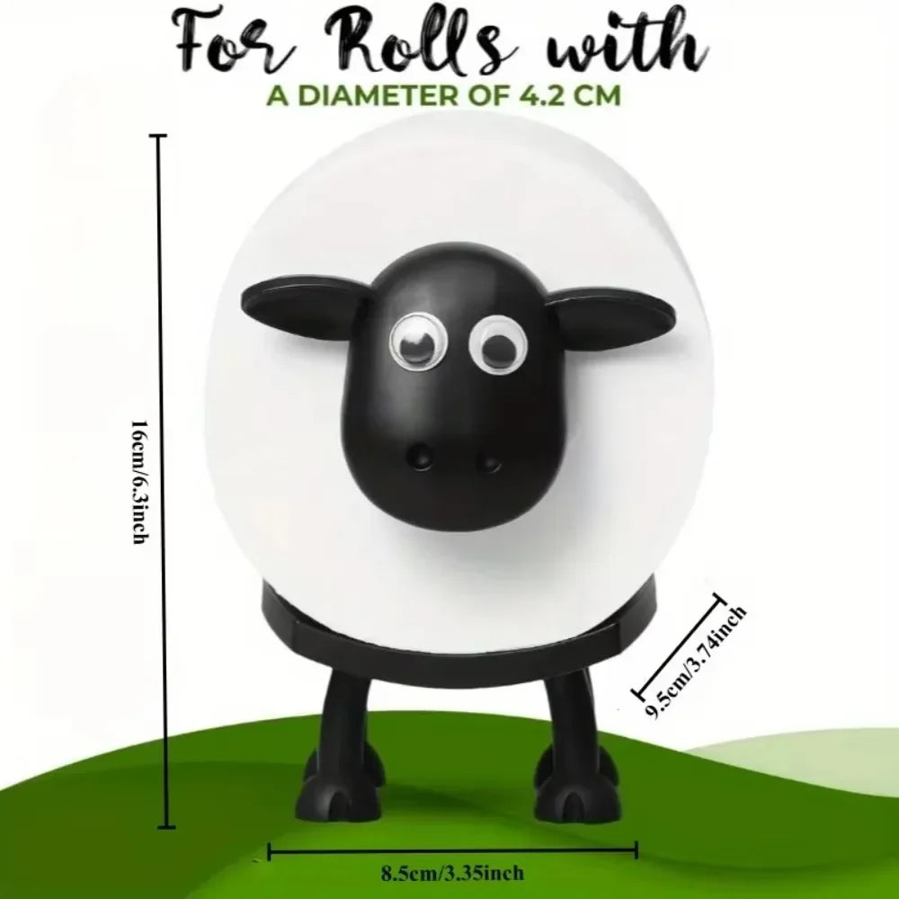 Cute Sheep Toilet Paper Holder Stand Cartoon Animal Bathroom Decor Non-Slip Space Saving Design
