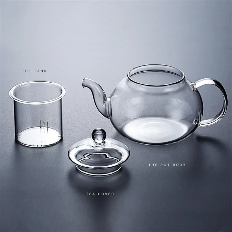 Heat Resistant Borosilicate Glass Teapot with Infuser 400ml to 1000ml Flower Tea Pot Loose Leaf Tea