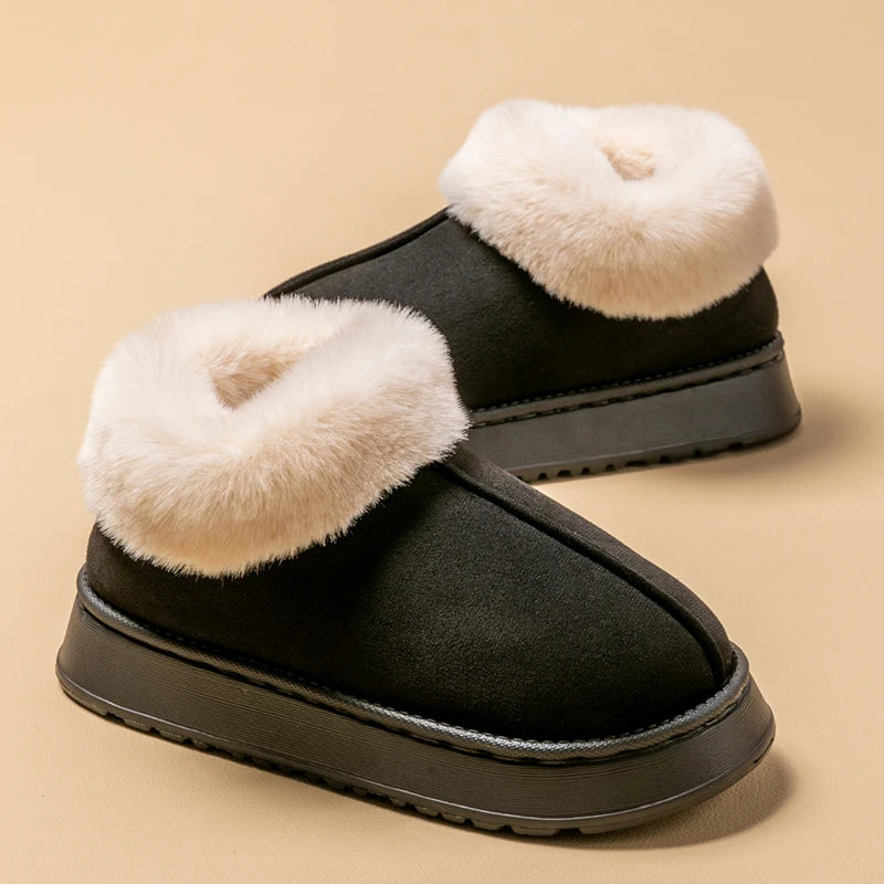 Women's Winter Autumn Non-Slip Indoor Slippers Plush Fleece Lined Warm Cotton House Shoes Comfort