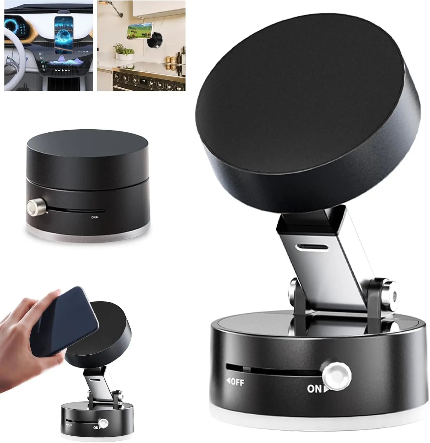 Foldable Magnetic Phone Holder Mini Vacuum Double-Sided Suction Cup Stand for all Smartphones