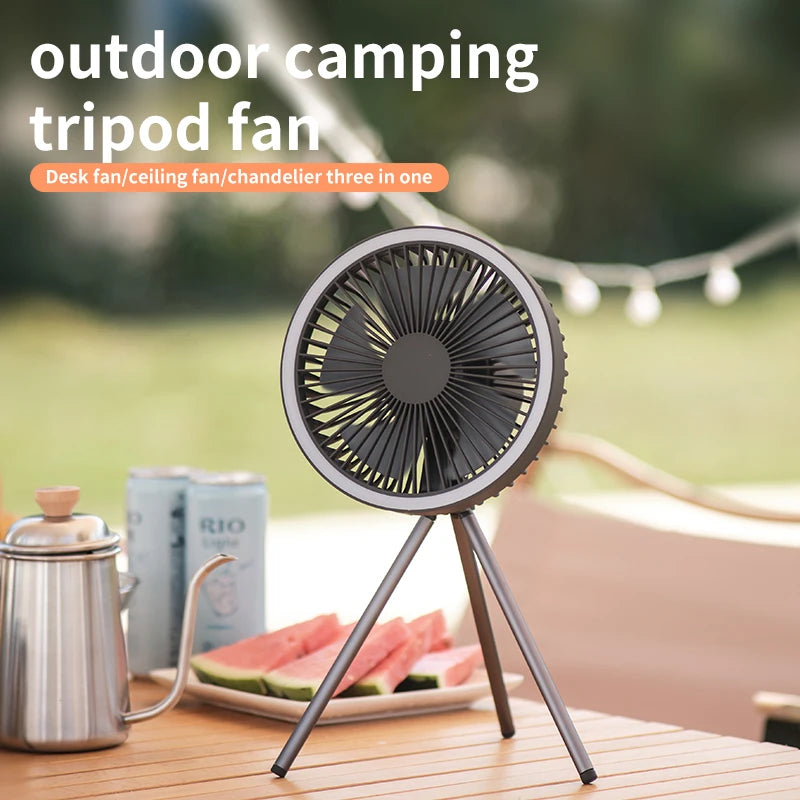 10000mAh Portable Camping Fan with Power Bank, Tripod, Tent Hook, Outdoor Tent Cooling Fan