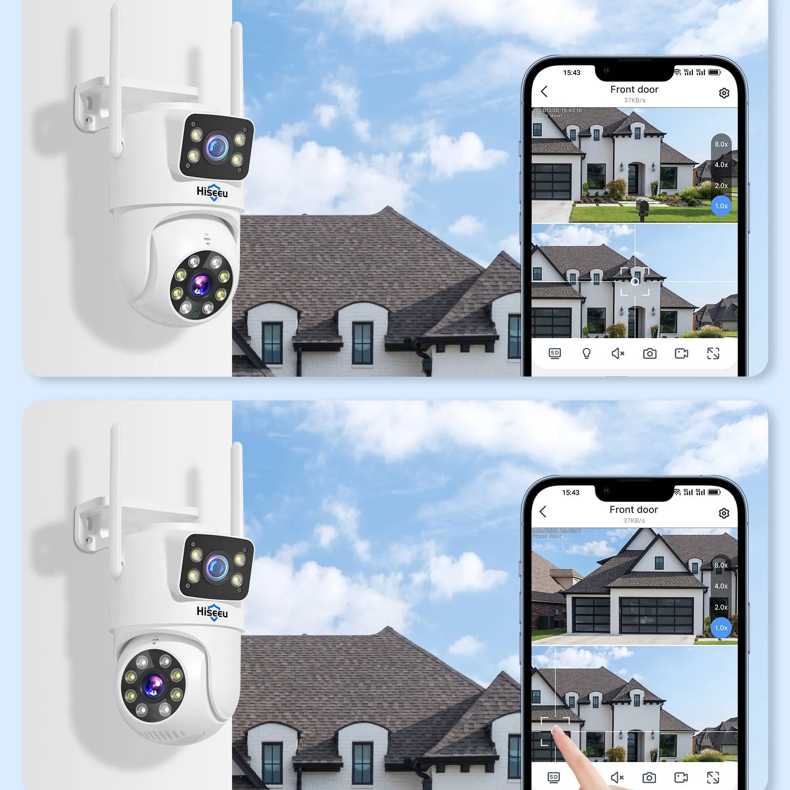 6MP Dual Lens WiFi PTZ Security Camera Outdoor Auto Tracking CCTV Night Vision IP66 Waterproof