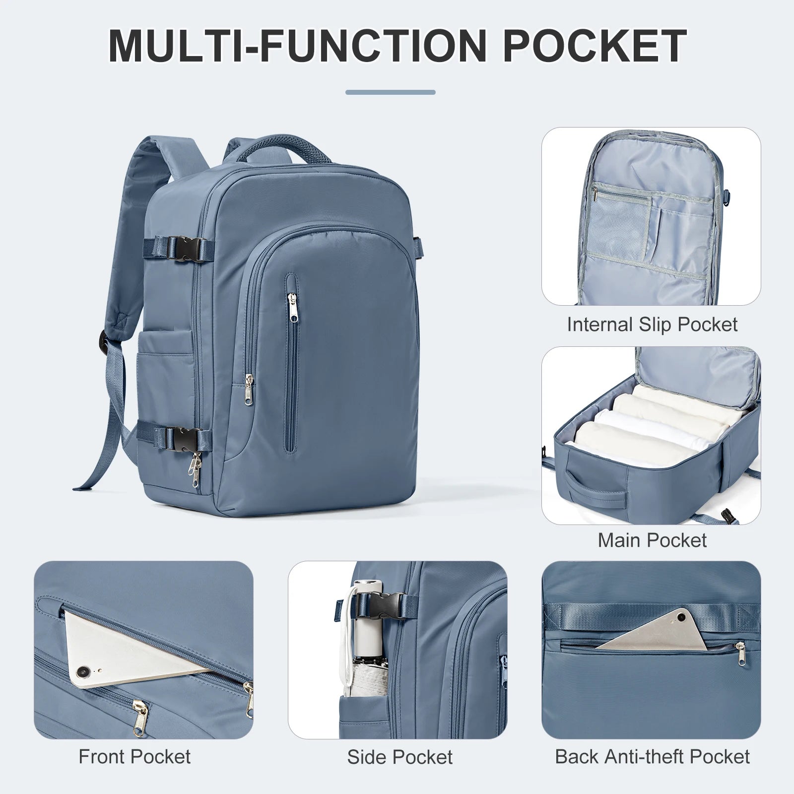 Laptop Travel Backpack Women Men Aircraft Carry-On 45x32x20cm and 40x25x20cm underseat requirements