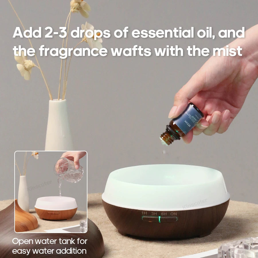 Wood Grain Essential Oil Diffuser 300ml USB Cool Mist Humidifier for Bedroom Home and Office