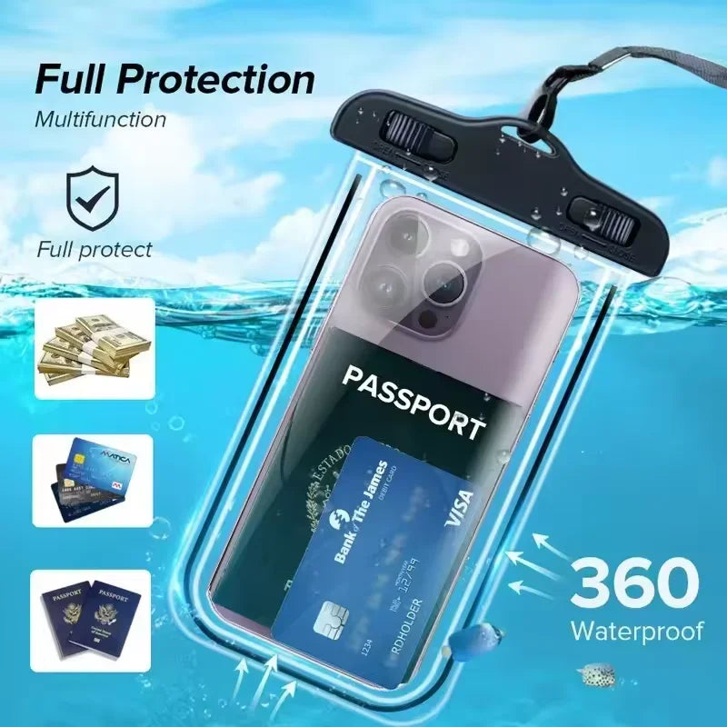 Universal Waterproof Phone Case Swimming Underwater Pouch for iPhone Anderoid Smartphones PVC Dry Bag