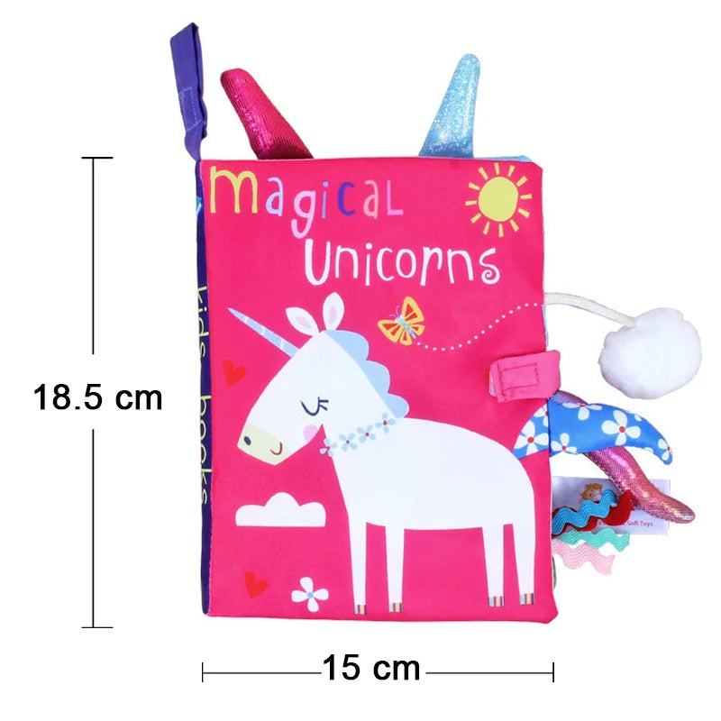 QWZ Soft Baby Cloth Books 3D Touch Feel High Contrast Sensory Stroller Toy for Newborns & Infants