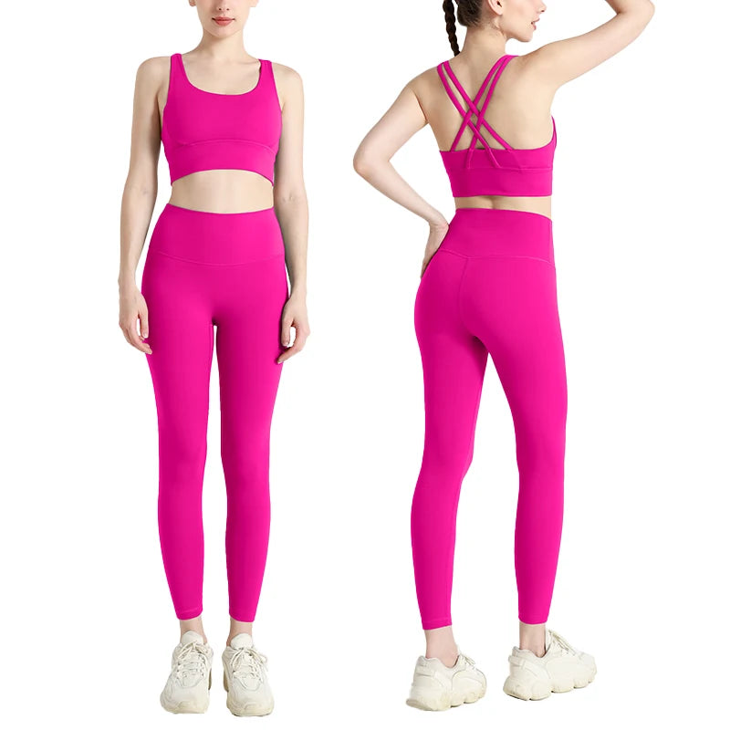 Women’s 2 Piece Yoga Set Quick Dry Breathable Sports Bra Leggings Gym Fitness Tracksuit Set