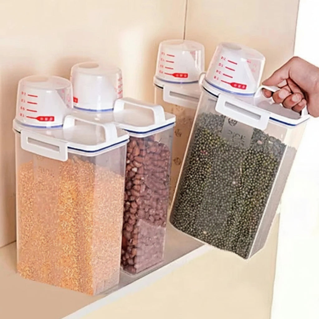 Airtight Rice Storage Containers with Measuring Cup Moisture Proof Grain Flour Storage Set