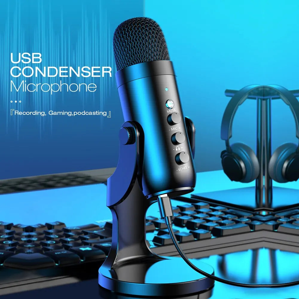 HAOMUREN USB Condenser Microphone for PC Mac Gaming Streaming Podcast Recording with Monitoring