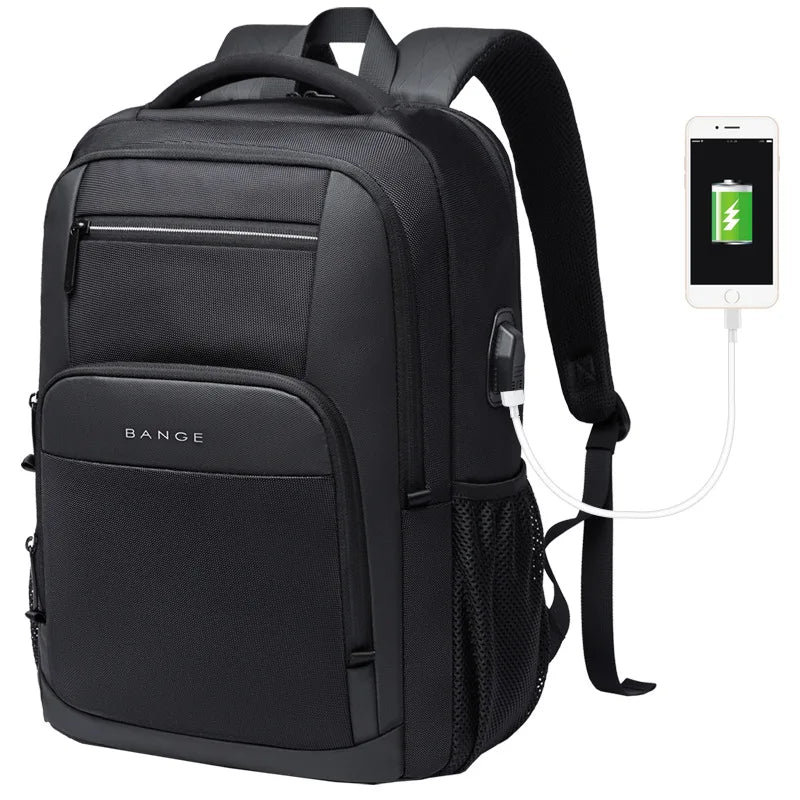 BANGE Men's Tactical Laptop Backpack with USB Charging for Business Travel School Motorcycle Use
