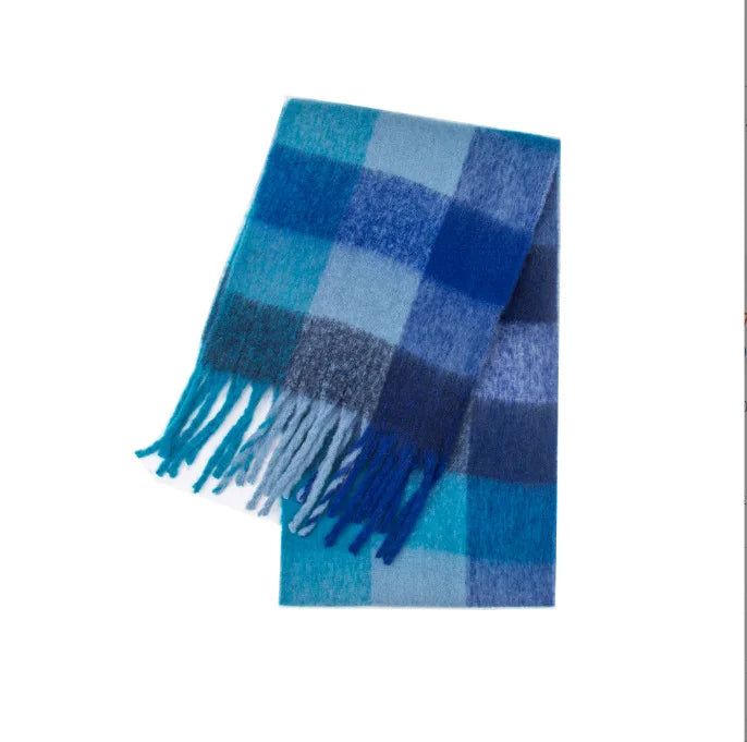 Women's Winter Cashmere Shawl & Warm Plaid Pashmina Scarf with Tassels – Stylish & Cosy