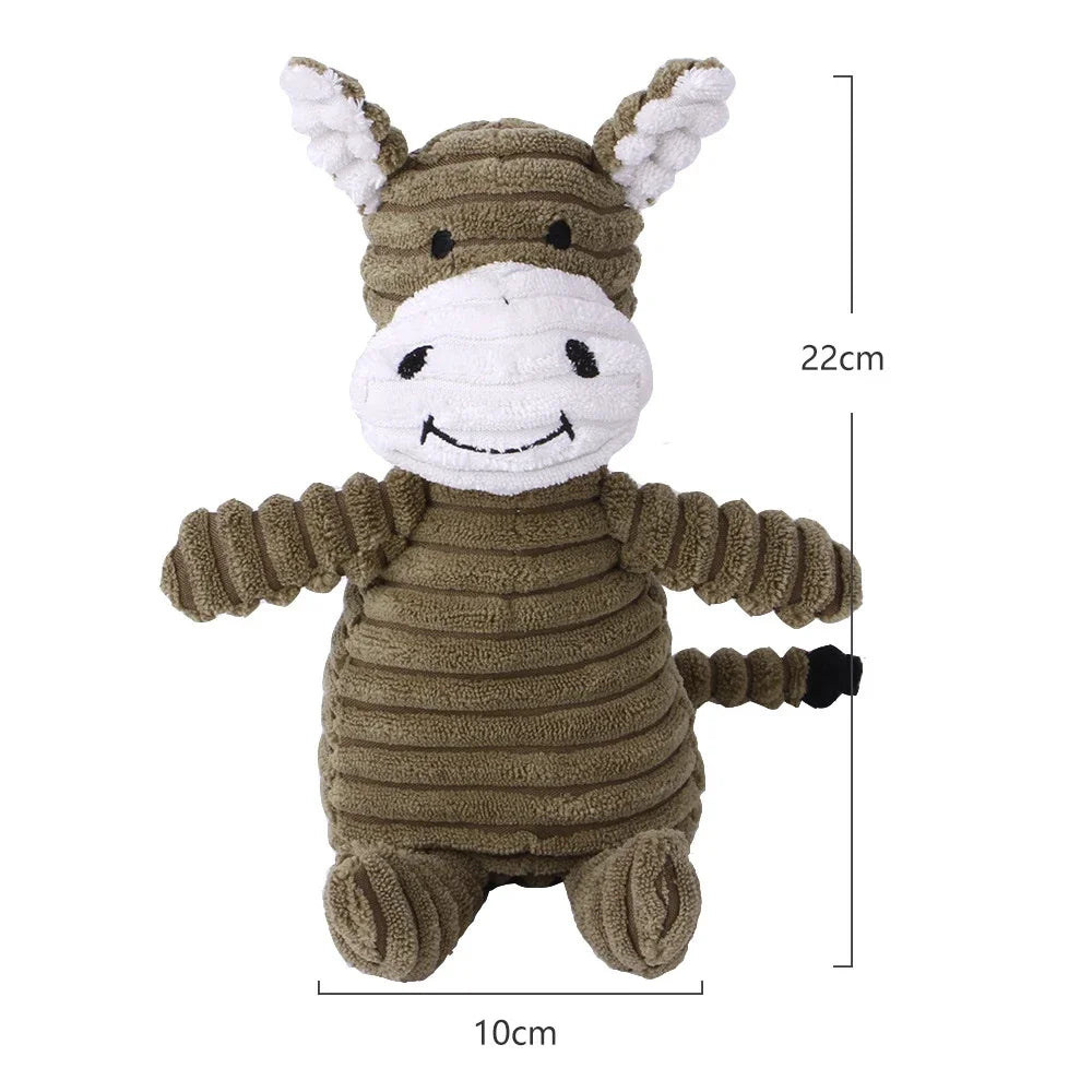 Corduroy Squeaky Dog Toy – Durable Chew Plush Animal Toy for Puppies, Small, Medium & Large Dogs