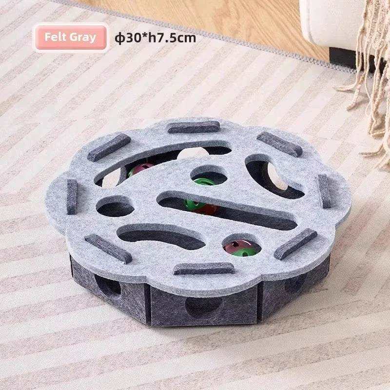Felt Cat Puzzle Box Interactive Indoor Cat Toy Exercise Play Scratching Ball Fun Activity Game