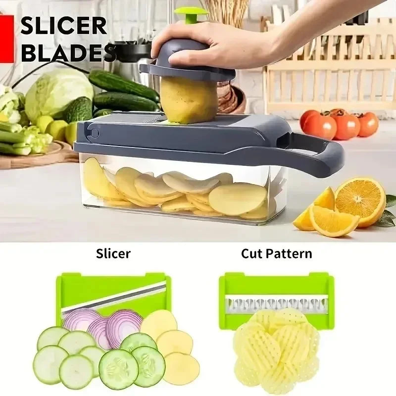 16-in-1 Multifunctional Vegetable Chopper & Slicer – Onion Dicer, Grater & Food Cutter Kitchen Tool