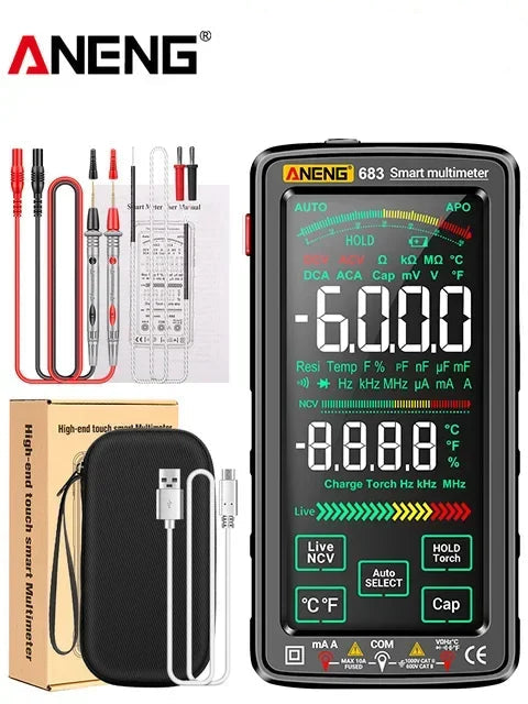 ANENG 683 Smart Digital Multimeter Tester Rechargeable 6000 Counts AC/DC Voltage Current Tool