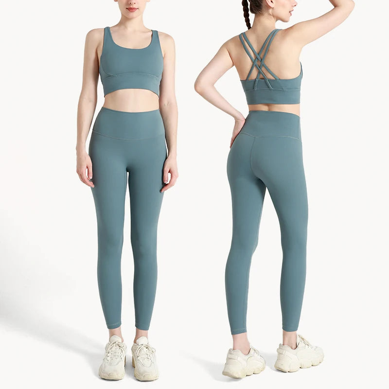 Women’s 2 Piece Yoga Set Quick Dry Breathable Sports Bra Leggings Gym Fitness Tracksuit Set