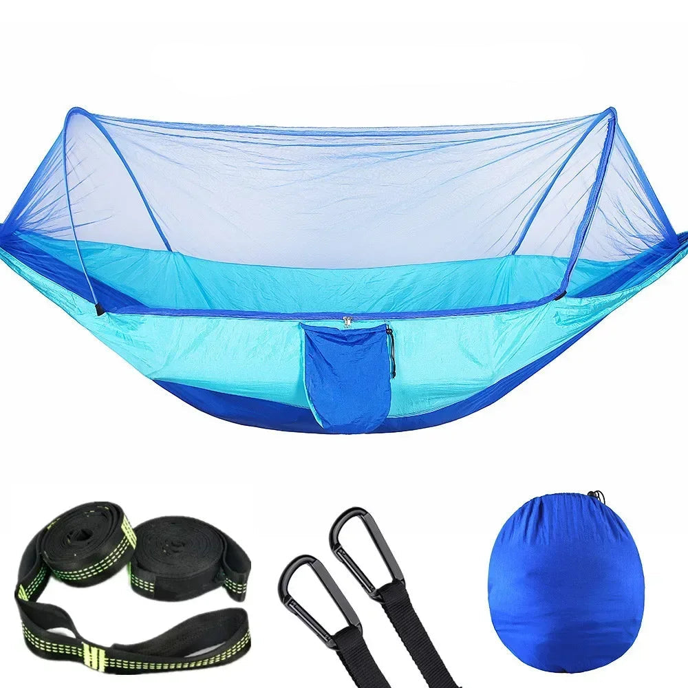 Lightweight Hammock with Mosquito Net Backpacking Nylon Tree Strap Ultralight 2 in 1 Camping Gear