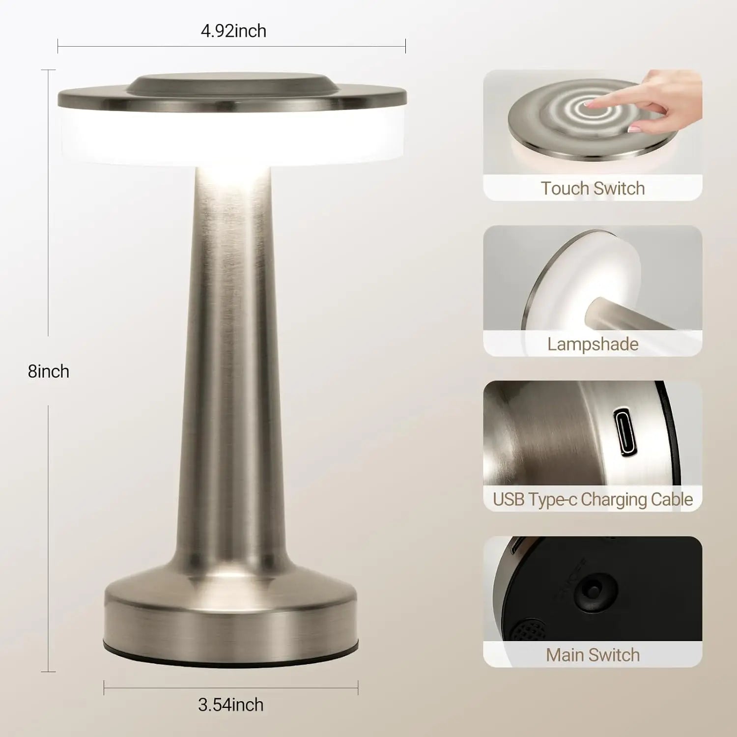 Stylish LED Table Lamp – Rechargeable Touch Night Light for Bedroom, Desk & Ambient Home Lighting