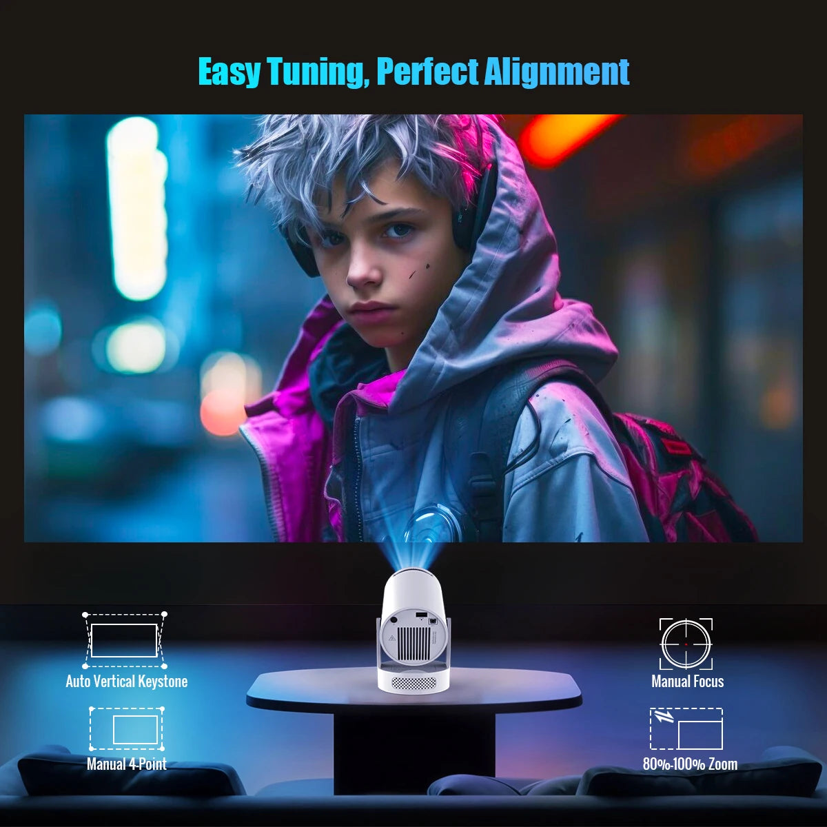 MAGCUBIC HY300 Pro+ Portable Smart Projector 720P WiFi6 Bluetooth Android Home Cinema Outdoor