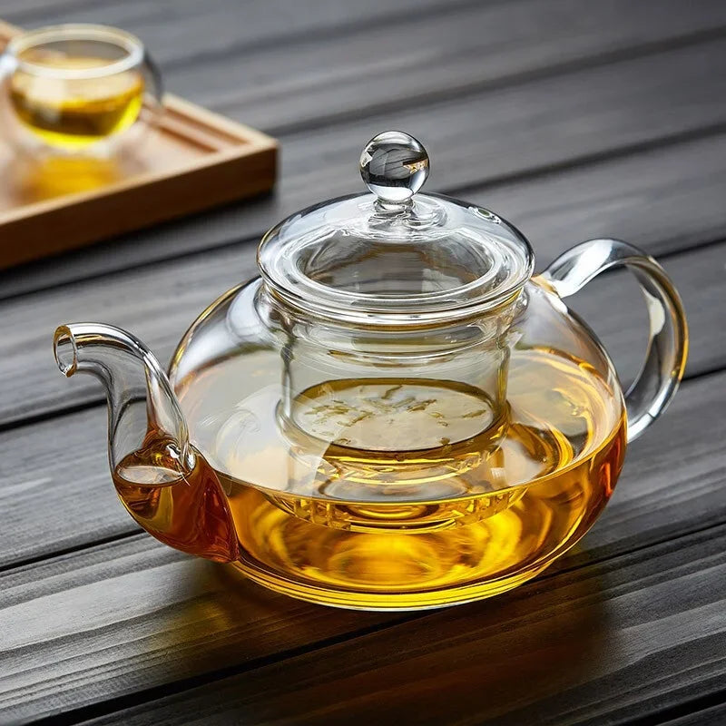 Heat Resistant Borosilicate Glass Teapot with Infuser 400ml to 1000ml Flower Tea Pot Loose Leaf Tea