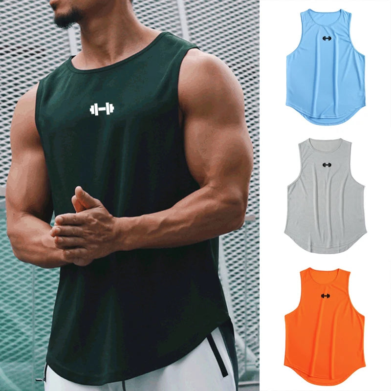 Men’s Sleeveless Gym Tank Top Quick Dry Workout Shirt Bodybuilding Fitness Basketball Training Vest