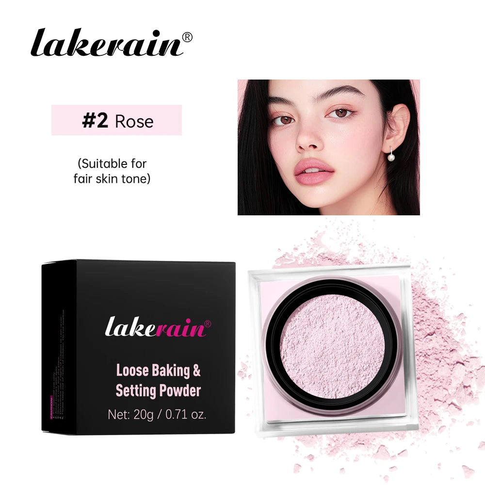 Loose Baking & Setting Powder by LAKERAIN – Long-Lasting Oil Control, Matte Finish, Smooth Texture