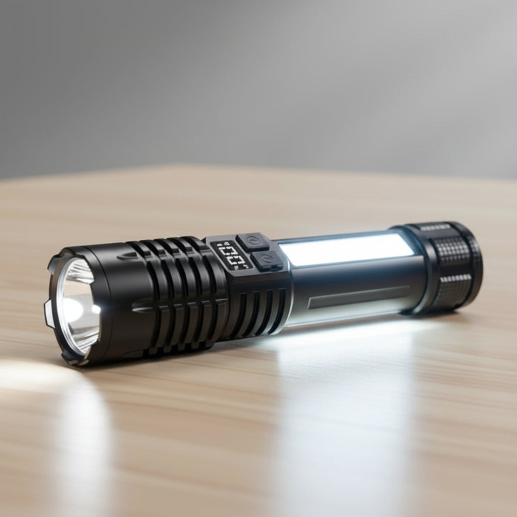 USB-C Rechargeable High Power LED COB Flashlight Torch with Side Light for Camping Hiking Emergency