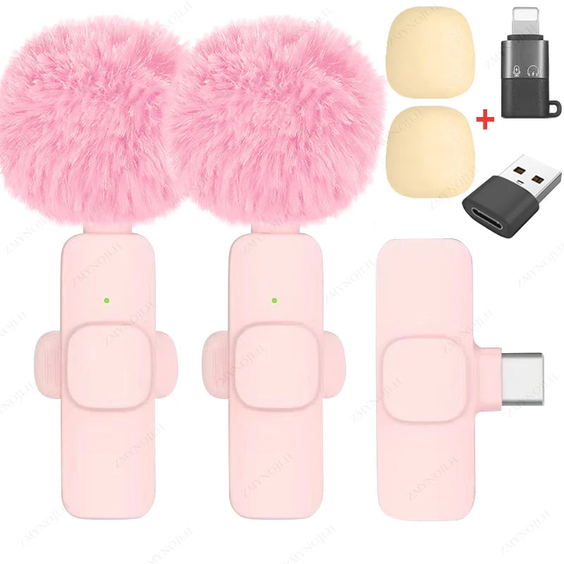 Wireless Lavalier Microphone for iPhone Android PC Camera Live Streaming Recording Audio