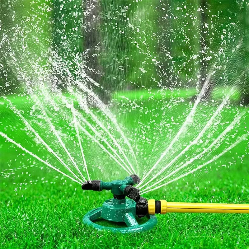 360° Rotating Lawn Sprinkler Garden Watering System 3-Prong Plastic Irrigation Sprayer for Plants