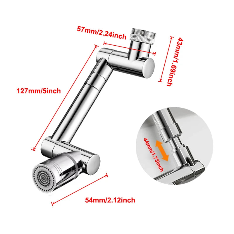 Retractable 1440° Swivel Robotic Arm Faucet Extender with Dual Water Flow Modes for Kitchen Sink