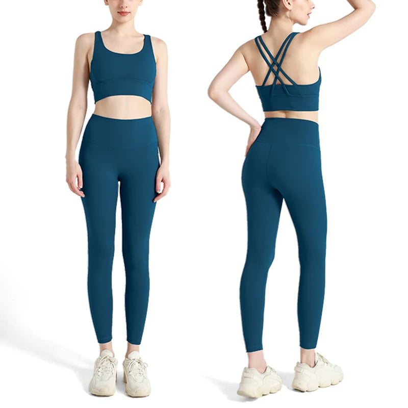 Women’s 2 Piece Yoga Set Quick Dry Breathable Sports Bra Leggings Gym Fitness Tracksuit Set