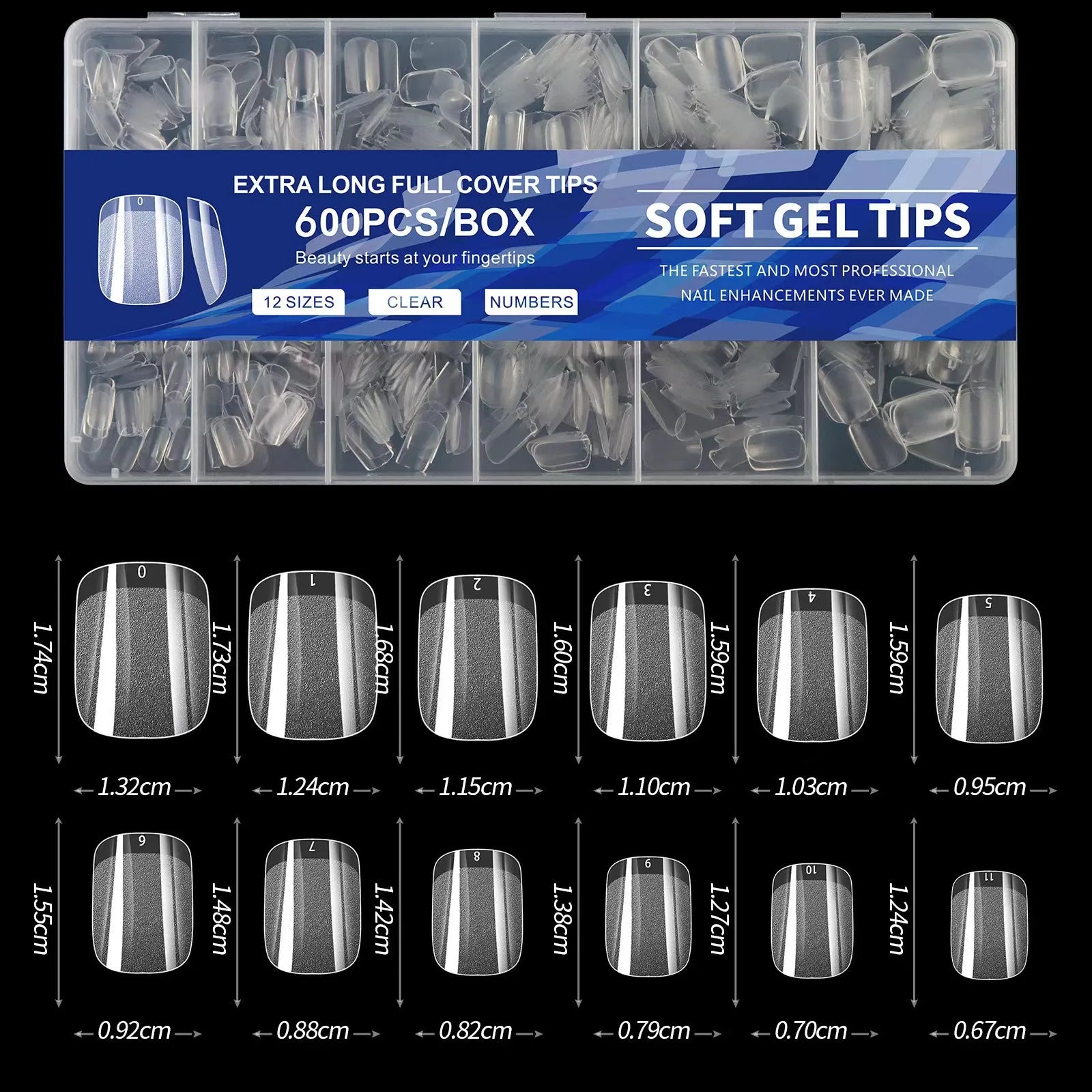 600Pcs Medium Almond Half Matte Full Cover False Nail Tips for Acrylic Gel Press On Nails DIY Kit