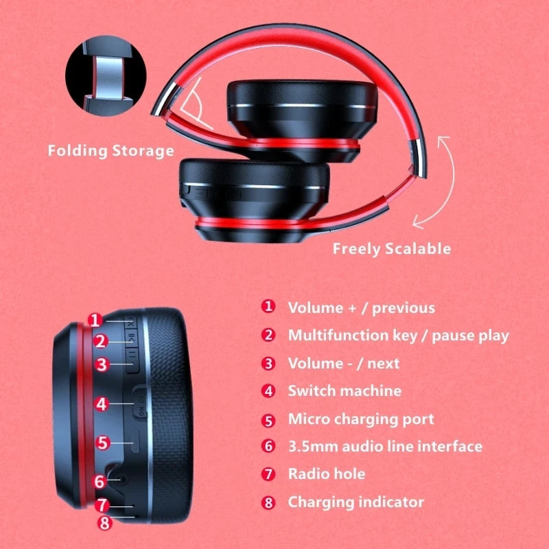 LENOVO HD200 Bluetooth Wireless Over-Ear Headphones Noise Cancelling HiFi Stereo Gaming Headset Foldable