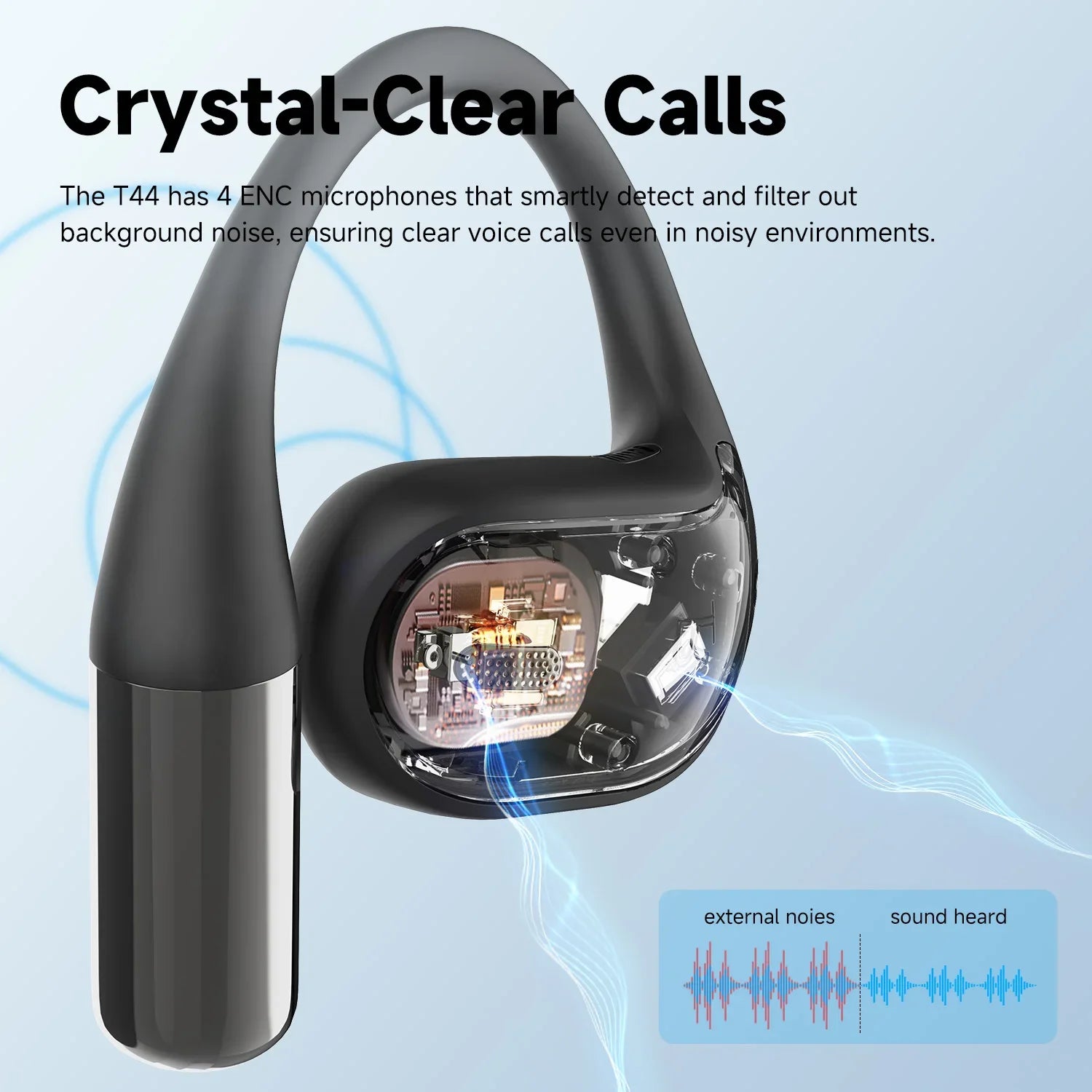 ONEODIO SuperEQ T44 Open Ear Wireless Bluetooth 5.3 Sports Earbuds 40H Playtime IPX4 ENC Mic