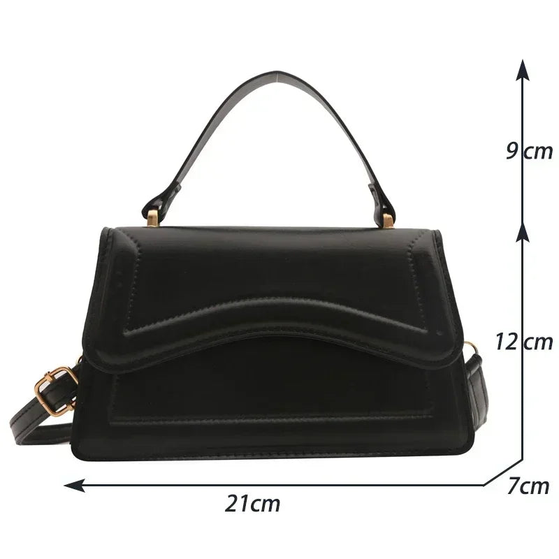 High Quality PU Leather Women's Shoulder Crossbody Handbag Solid Colour Small Square Tote