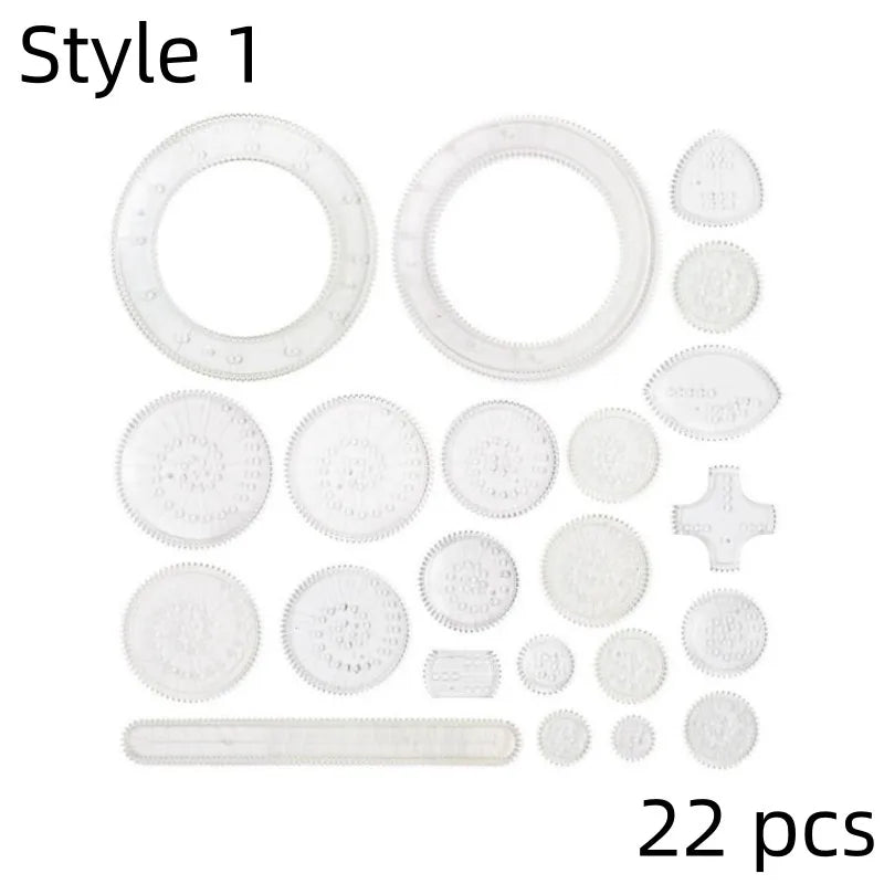 22 Piece Spirograph Ruler Drawing Toy Interlocking Gears Educational Art Pattern Set for Kids Adults