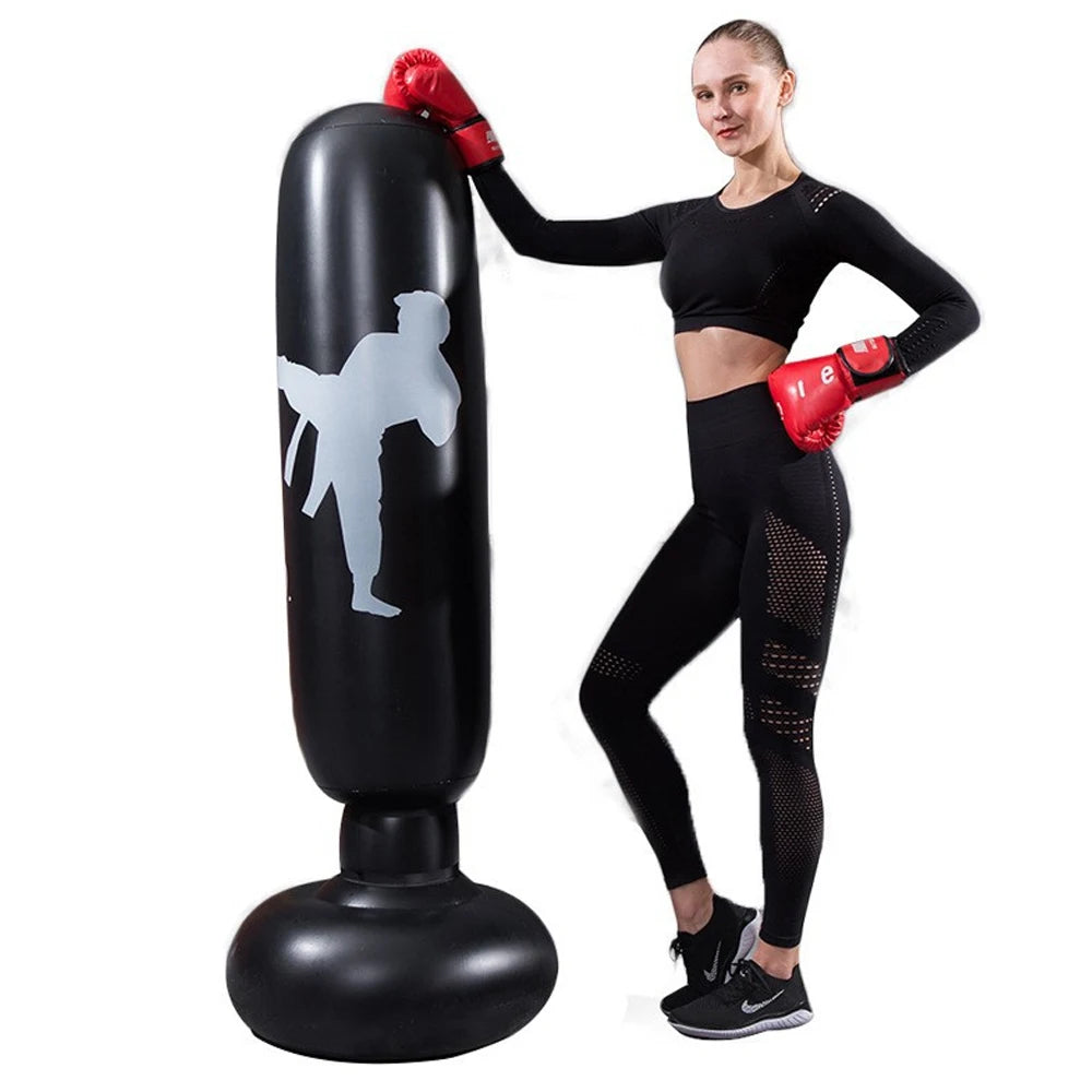 Inflatable Boxing Punching Bag 160cm Free Standing KO Style Martial Arts Training Column