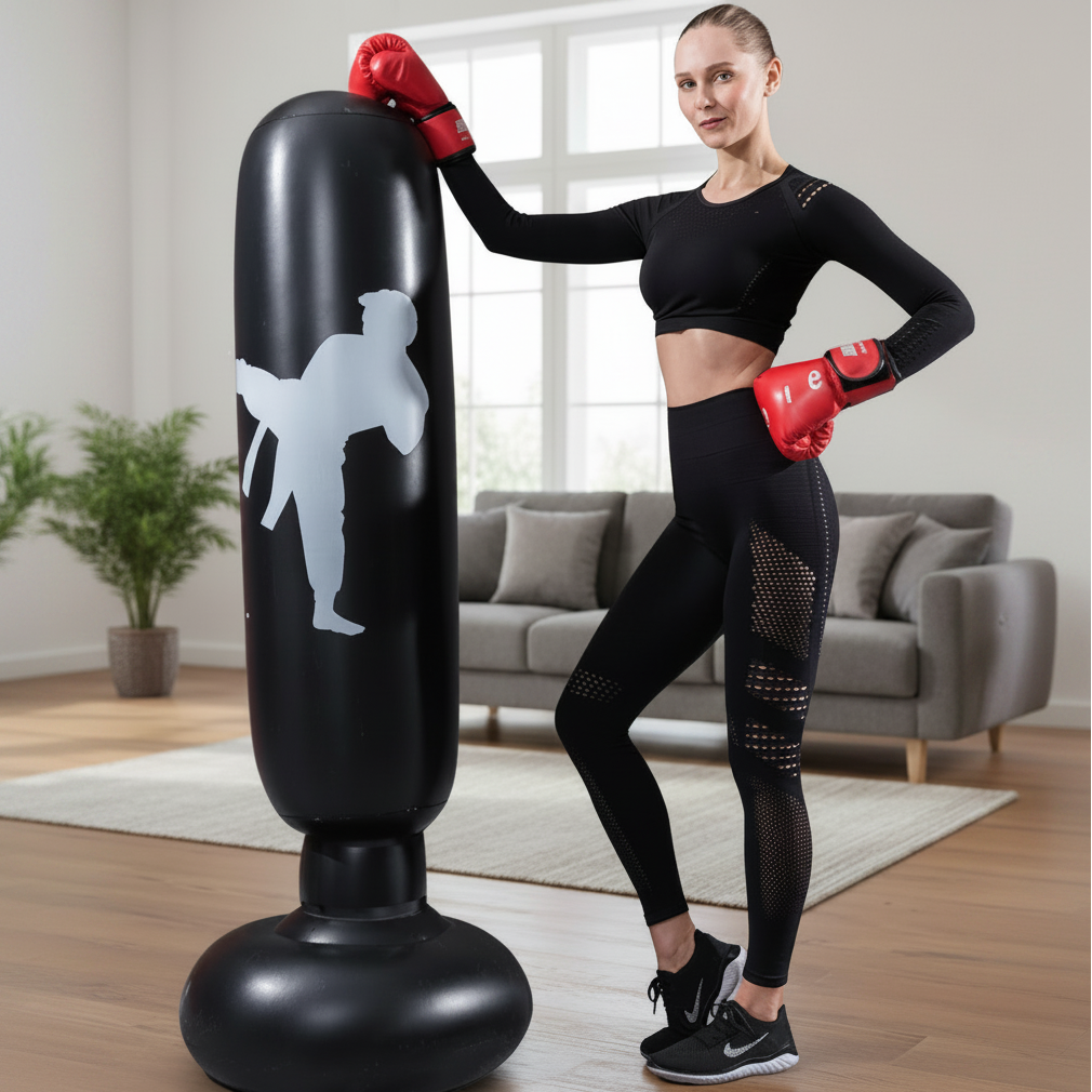 Inflatable Boxing Punching Bag 160cm Free Standing KO Style Martial Arts Training Column