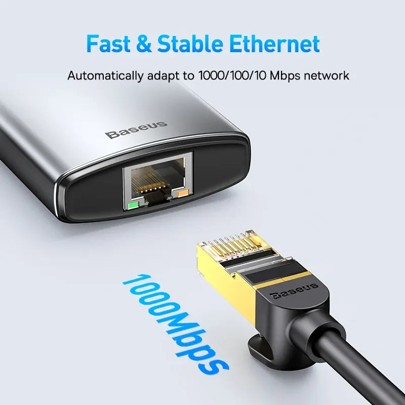 BASEUS StarJoy 8-Port USB-C Hub Adapter with 4K 60Hz HDMI, 100W PD, Ethernet & USB 3.1