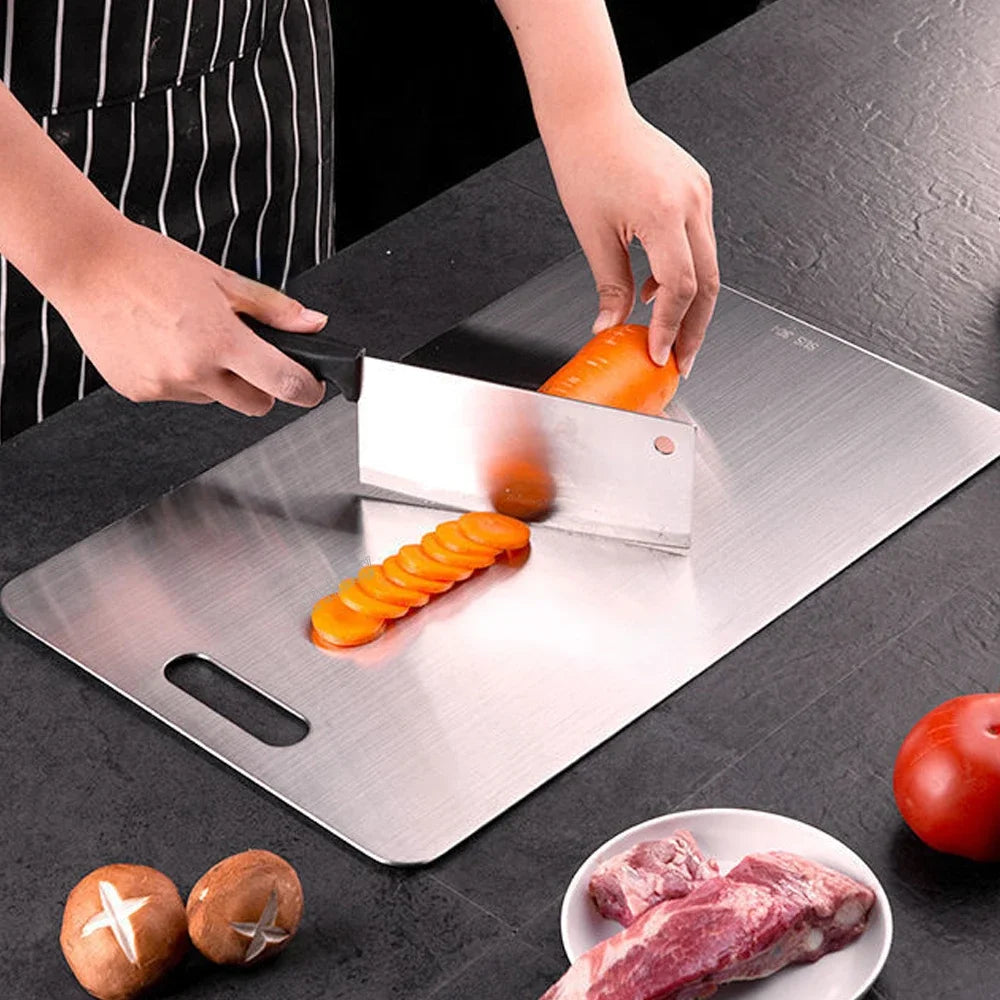 Stainless Steel Chopping Board - Double-Sided Cutting Board for Kitchen, Antibacterial, Eco-Friendly