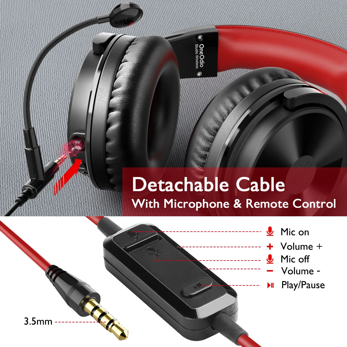 ONEODIO 110H Wireless Bluetooth 5.2 Headphones 2-in-1 Gaming Headset with Mic Type-C 110hr