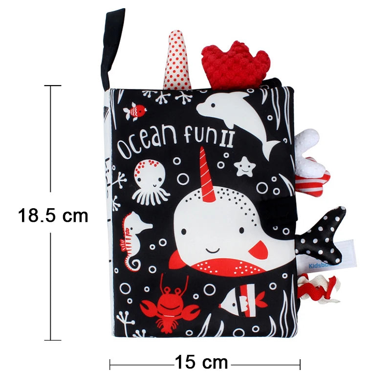 QWZ Soft Baby Cloth Books 3D Touch Feel High Contrast Sensory Stroller Toy for Newborns & Infants