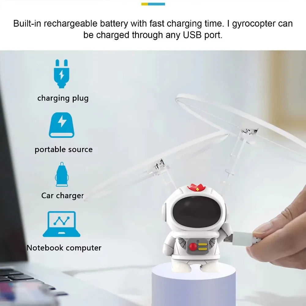 Levitating Luminous Flying Robot Astronaut Hand-Controlled Drone Toy for Kids