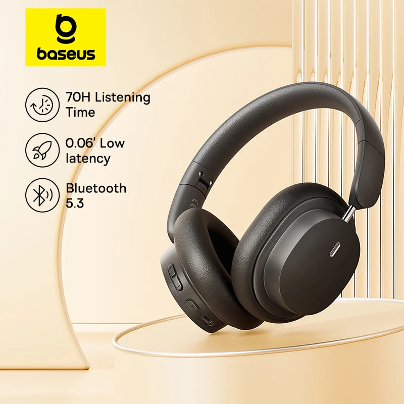 BASEUS Bowie D05 Wireless Bluetooth 5.3 Over-Ear Headphones with 3D Spatial Audio & 70H Battery