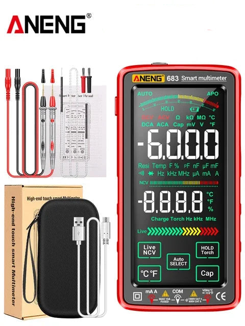 ANENG 683 Smart Digital Multimeter Tester Rechargeable 6000 Counts AC/DC Voltage Current Tool