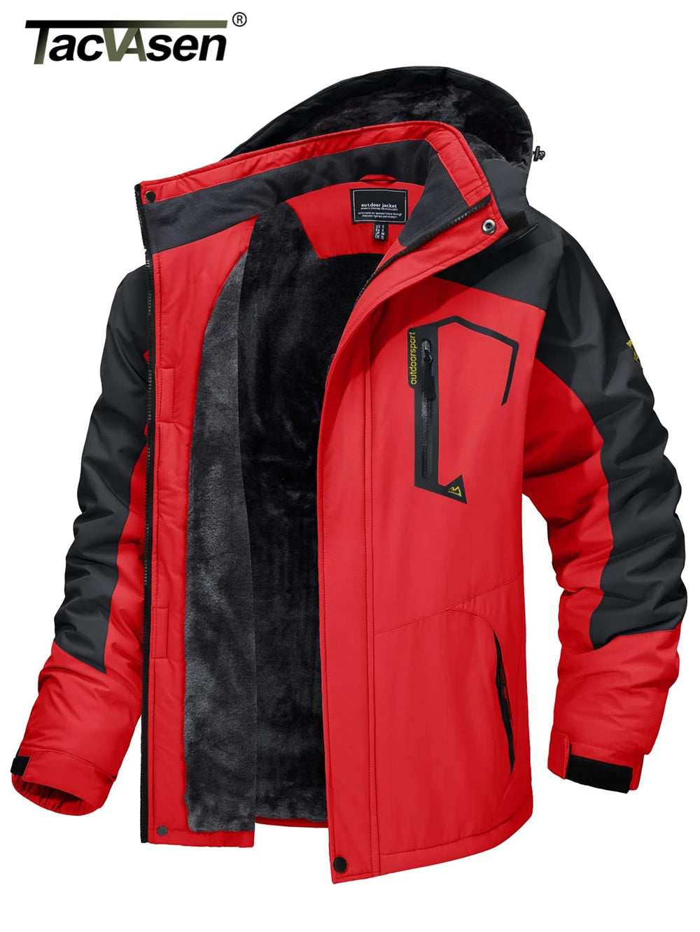 Mens Waterproof Fleece Lined Winter Hiking Jacket Snowboard Ski Coat Removable Hood Outdoor Wear