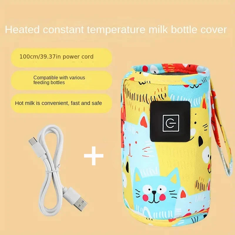 USB Milk Water Warmer Portable Travel Bottle Heater with Insulated Bag for Baby Feeding on the Go