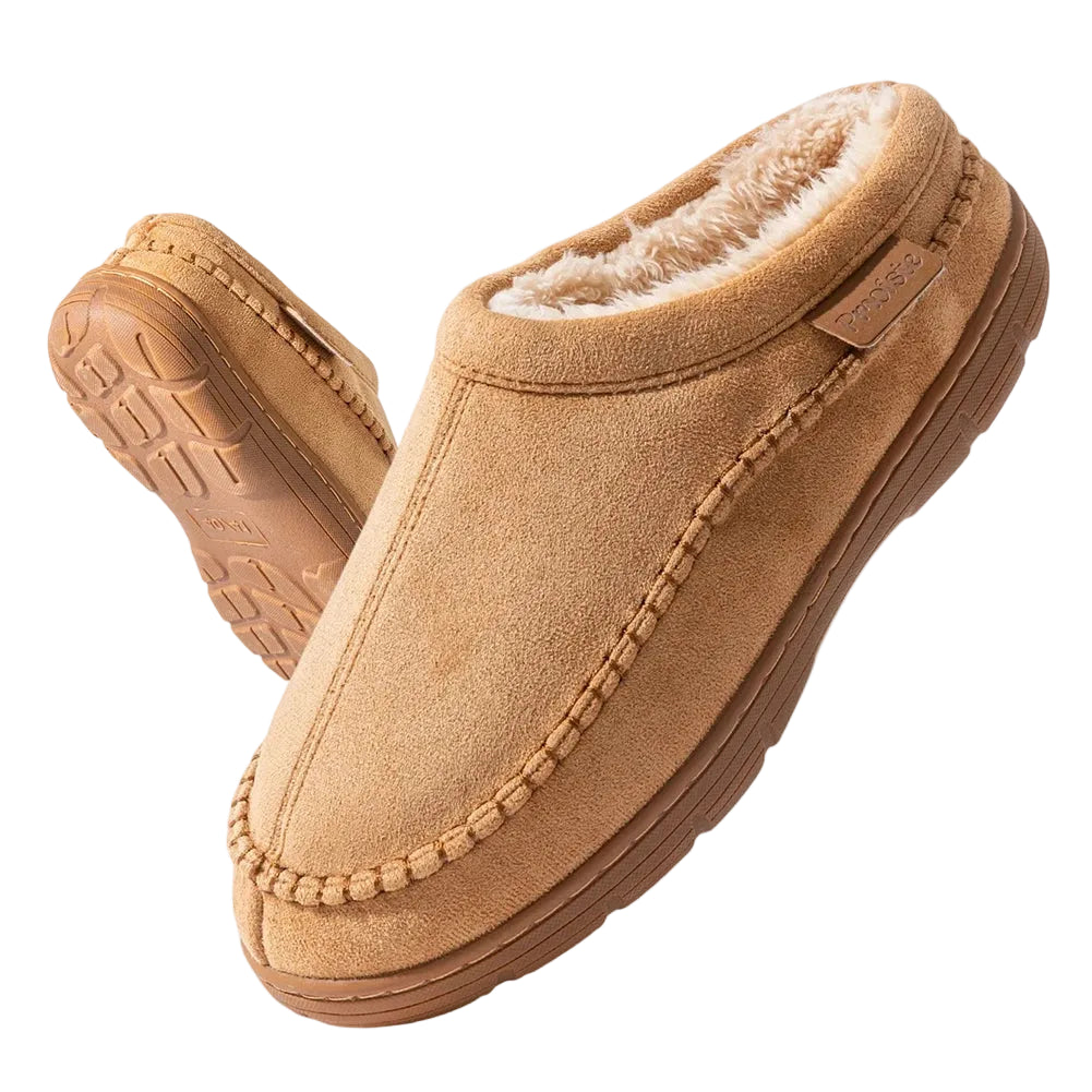 PMOISTE Soft Faux Suede Men’s House Slippers Warm Comfortable Indoor Shoes Slip-on Winter